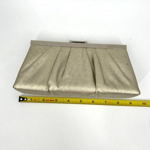 GUNNE SAX Vintage Gold Metallic Pleated Small Hand Clutch Purse - Picture 11 of 13